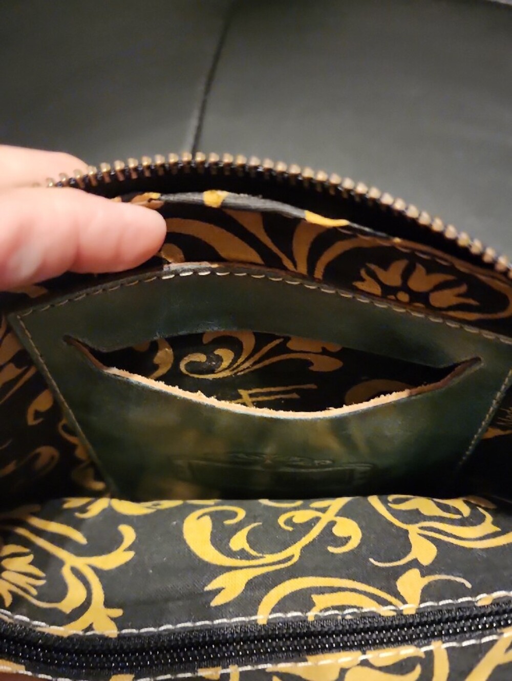 Hand-Tooled Turquoise Leather Wristlet Clutch - Picture 3 of 15
